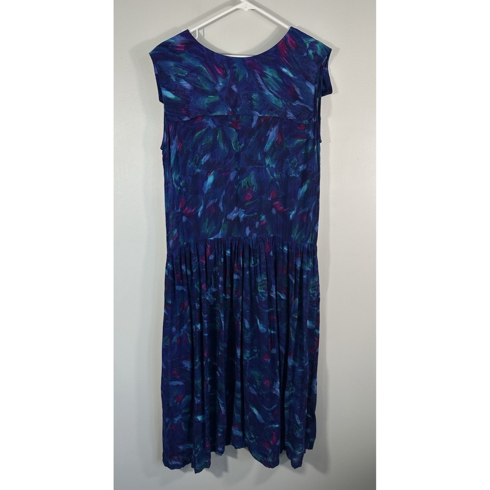 Vtg 90s Passports Pier 1 Dress Medium Drop Waist Boho Cottage Hippie Collar Read